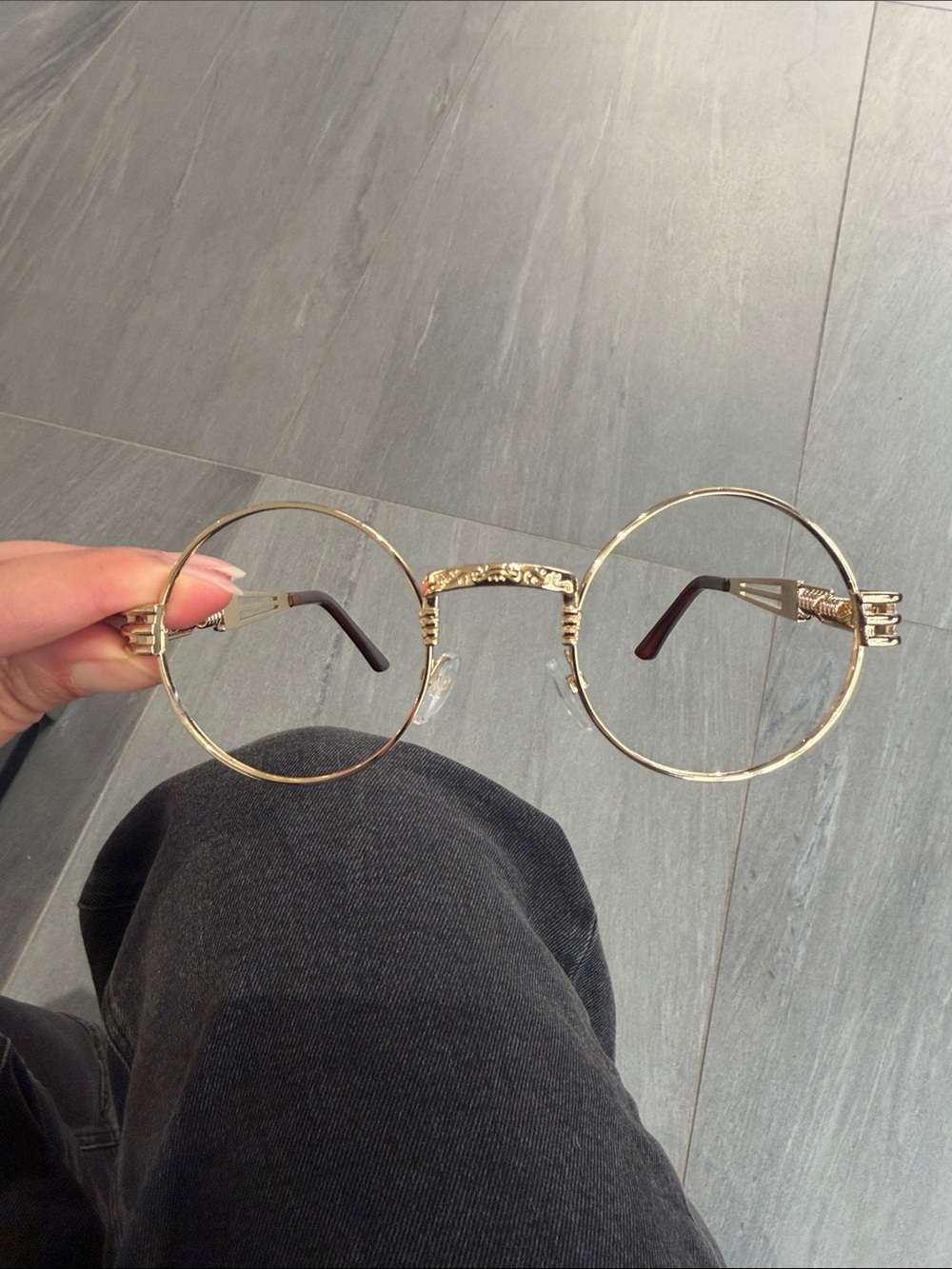 Gold Round Metal Frame Glasses - Unbranded